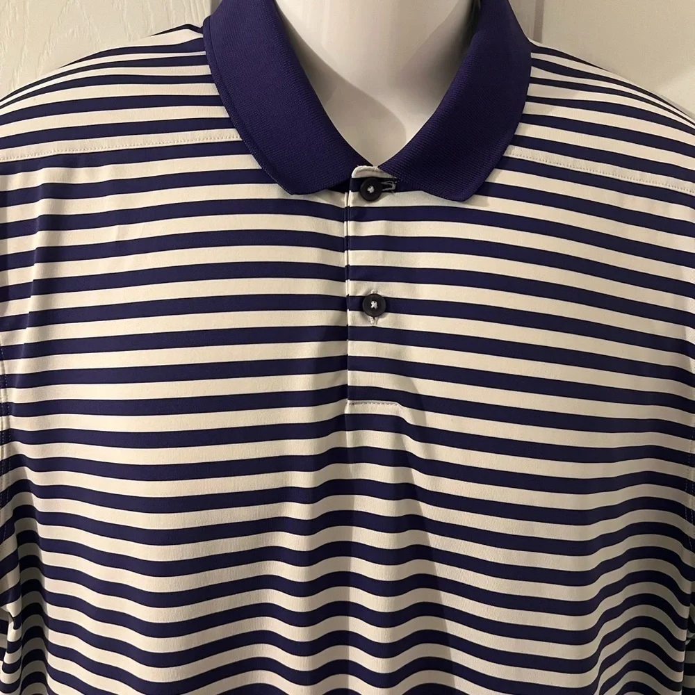 Nike Dri-Fit Purple and White Striped Polo Shirt. SZ/ L